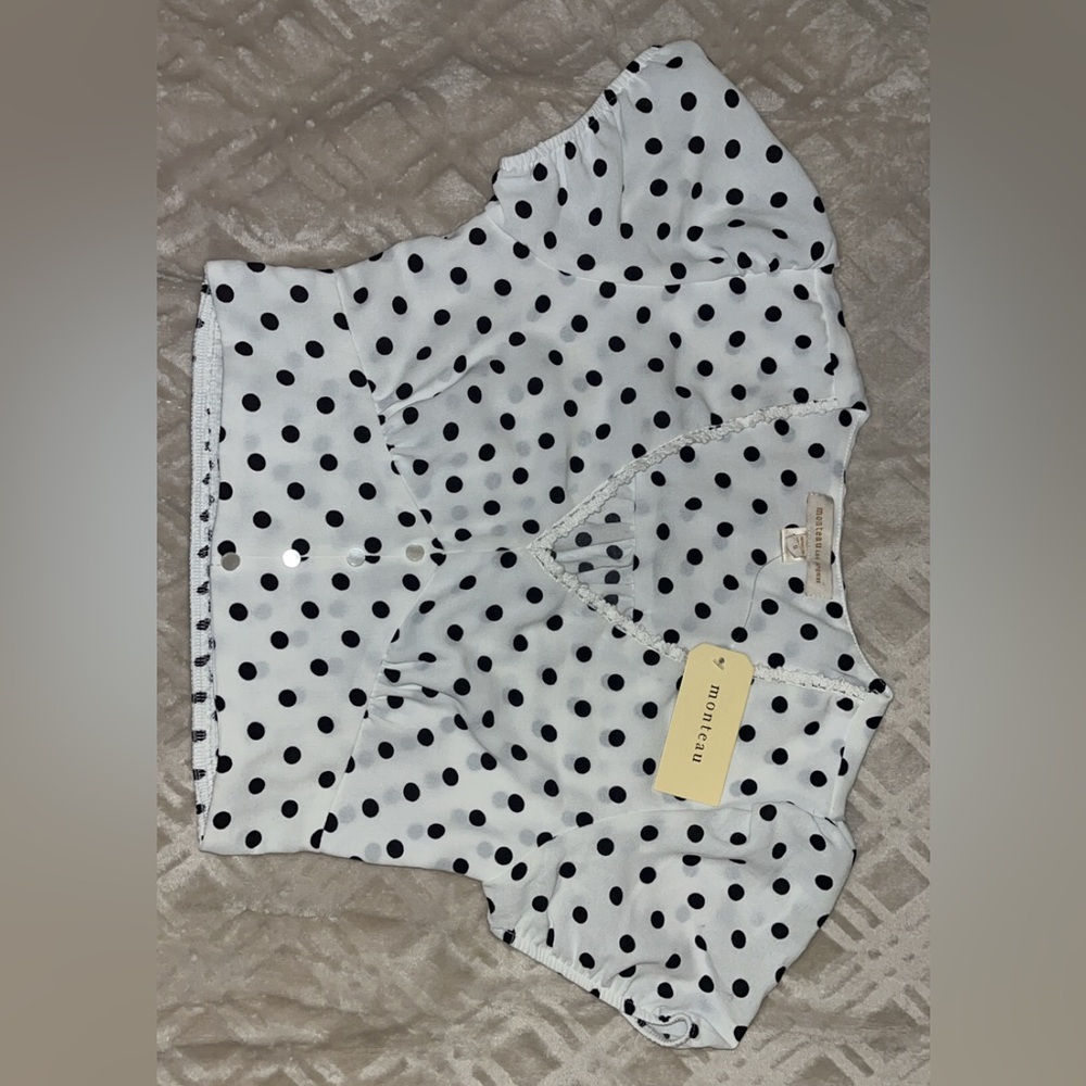 Monteau Black and White Polka Dot Top